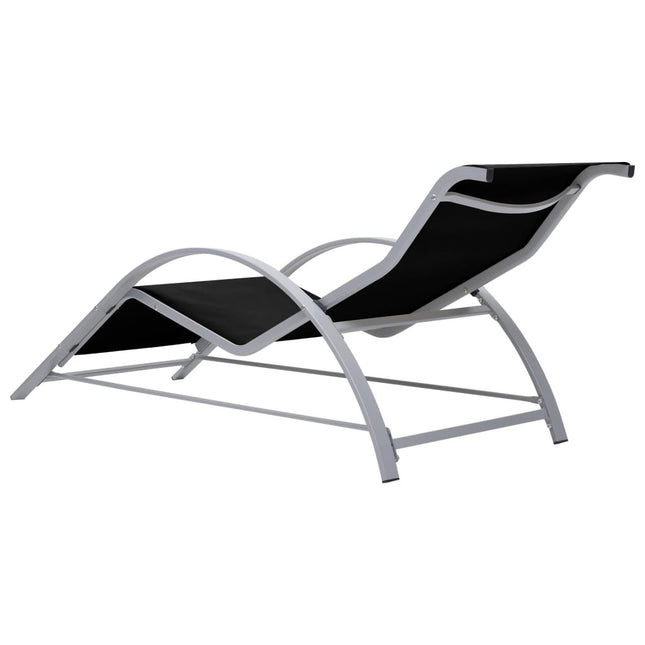 Bain de soleil en textilène noir et aluminium