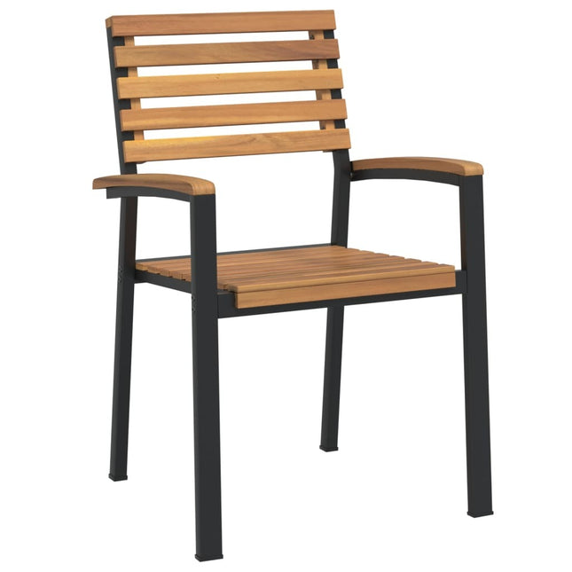Table et chaises de jardin 6 places en bois d'acacia massif et acier noire