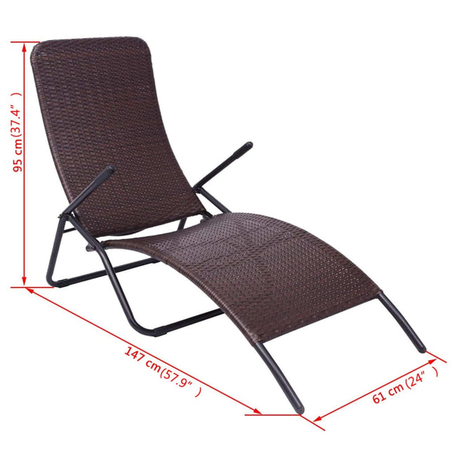 Bain de soleil pliable résine tressée marron réglable