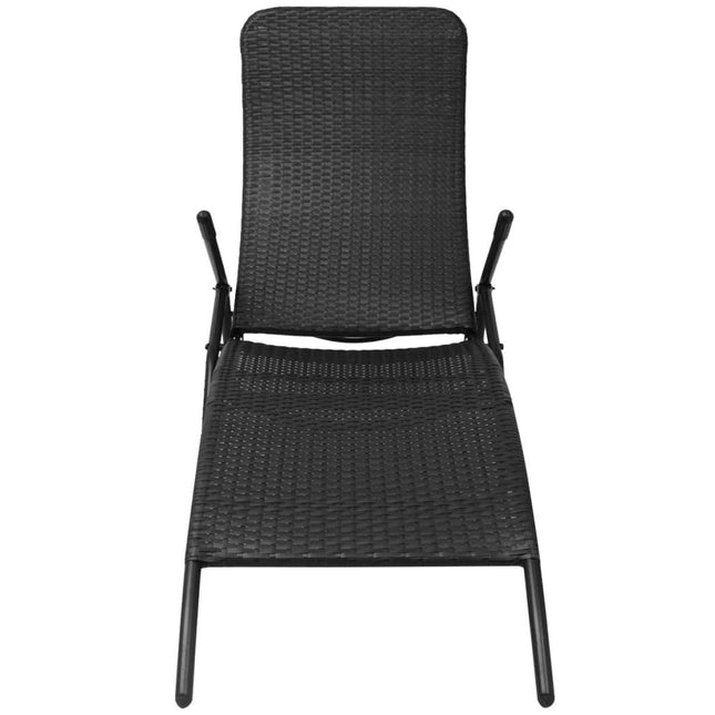Bain de soleil pliable résine tressée noire réglable
