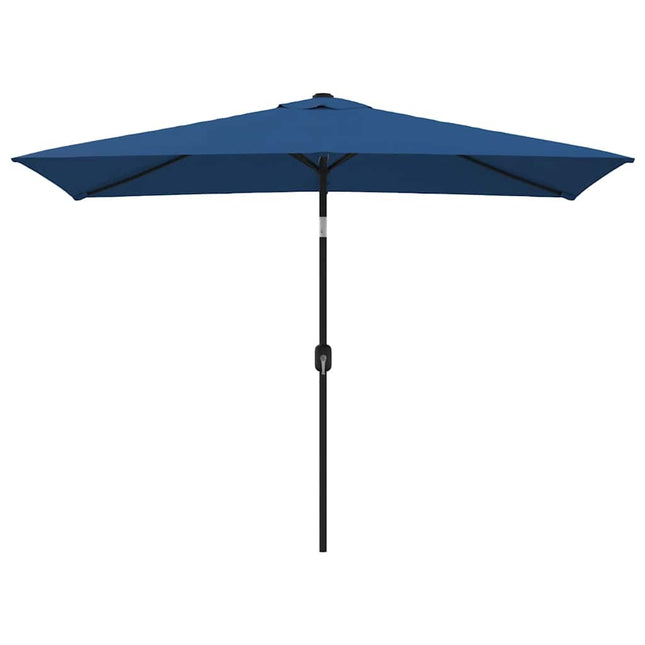 Parasol d'extérieur avec poteau en métal 300 x 200 cm azuré