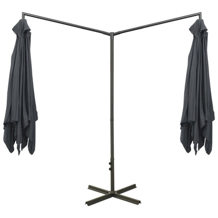 Parasol de jardin double avec mât en acier anthracite 600 x 300cm
