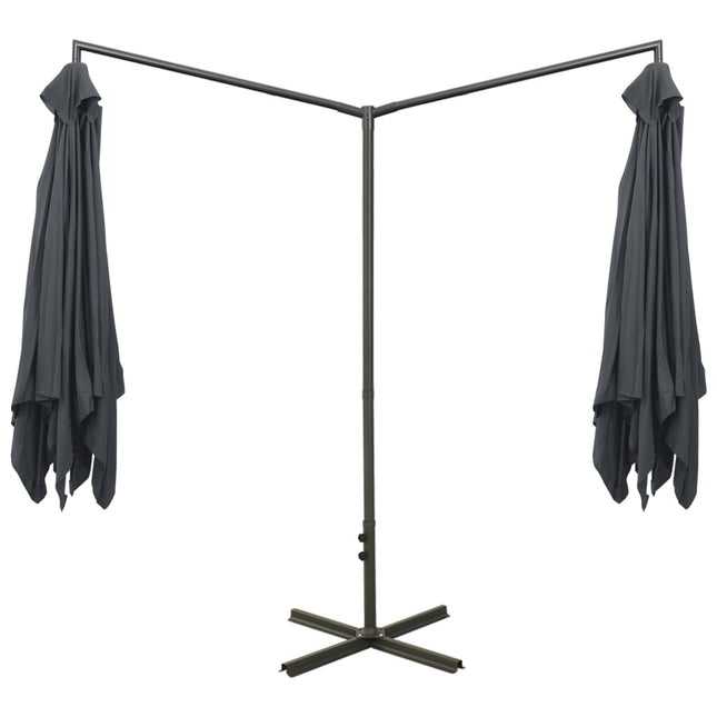 Parasol de jardin double avec mât en acier anthracite 600 x 300cm