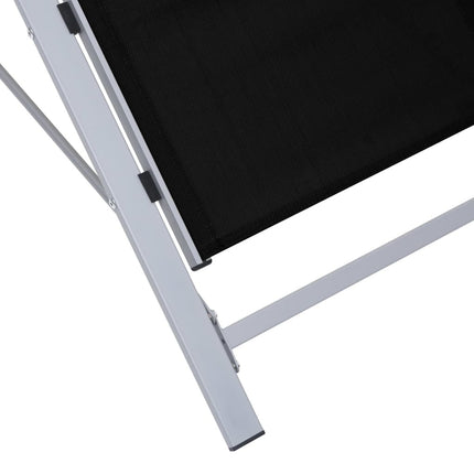 Bain de soleil en textilène noir et aluminium