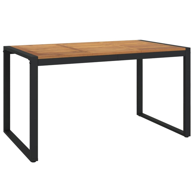 Table et chaises de jardin 6 places en bois d'acacia massif et acier noire
