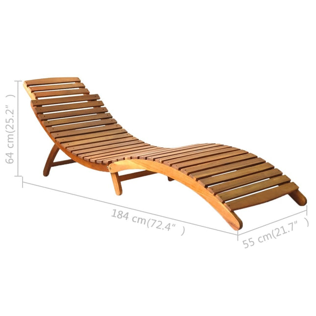 Chaise longue bois d'acacia massif marron