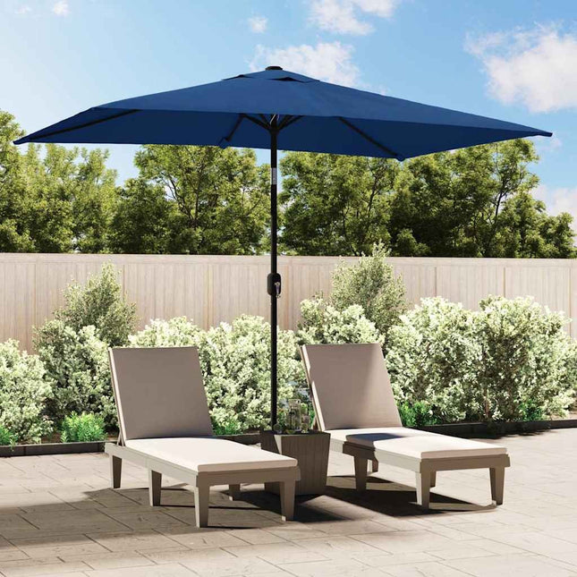 Parasol d'extérieur avec poteau en métal 300 x 200 cm azuré
