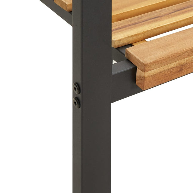 Table et chaises de jardin 6 places en bois d'acacia massif et acier noire