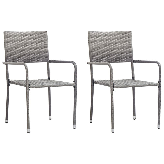 Lot de 2 chaises de jardin empilables en résine tressée grise