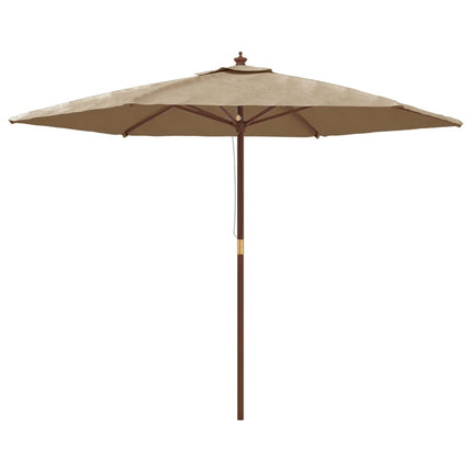 Parasol de jardin avec mât en bois taupe 299 x 240 cm