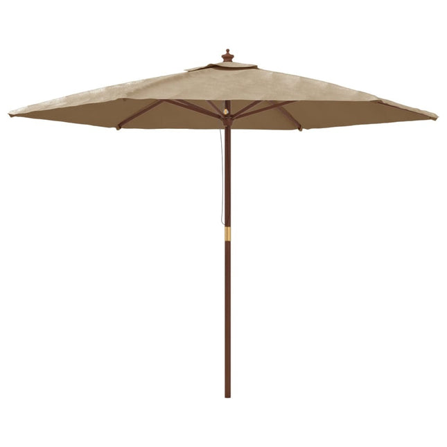 Parasol de jardin avec mât en bois taupe 299 x 240 cm