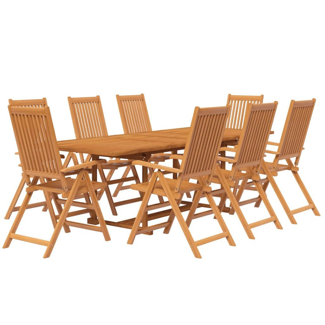 Table extensible 160 à 240 cm et 8 chaises avec accoudoirs multipositions en bois d'acacia massif