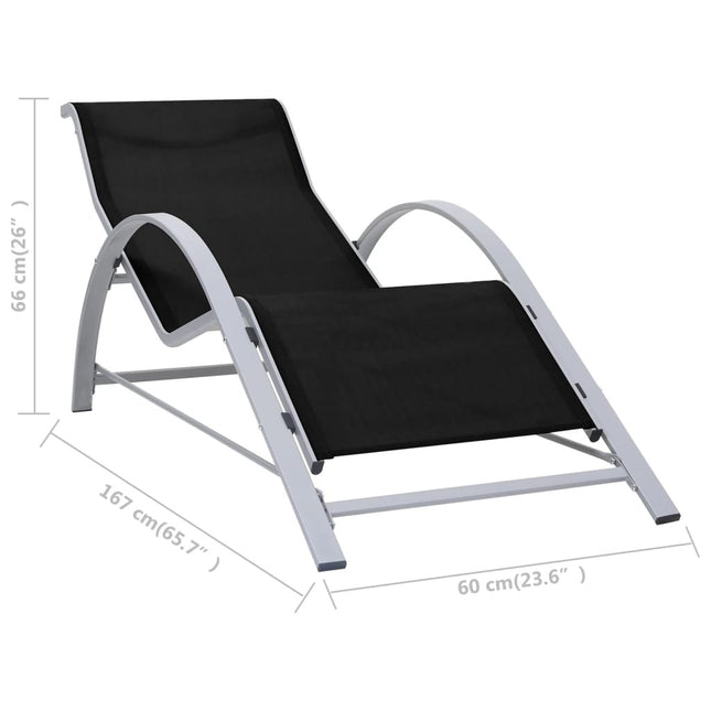 Bain de soleil en textilène noir et aluminium