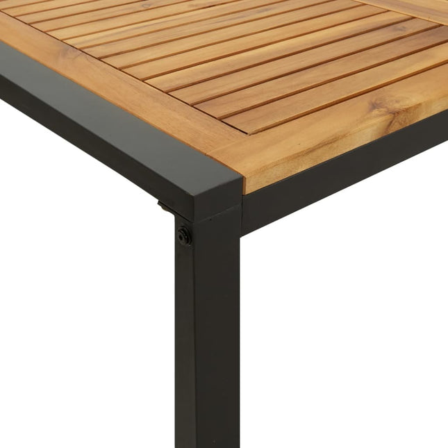 Table et chaises de jardin 6 places en bois d'acacia massif et acier noire