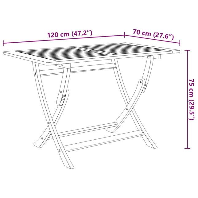 Table et chaises de jardin pliantes 6 places en bois d'acacia massif