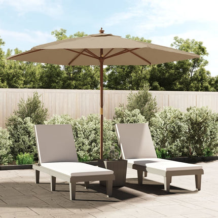 Parasol de jardin avec mât en bois taupe 299 x 240 cm