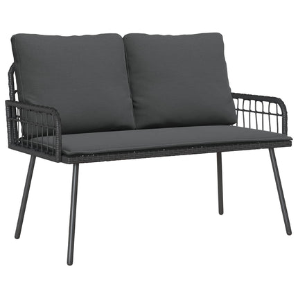 Banc de jardin 2 places avec coussins crème en résine tressée anthracite