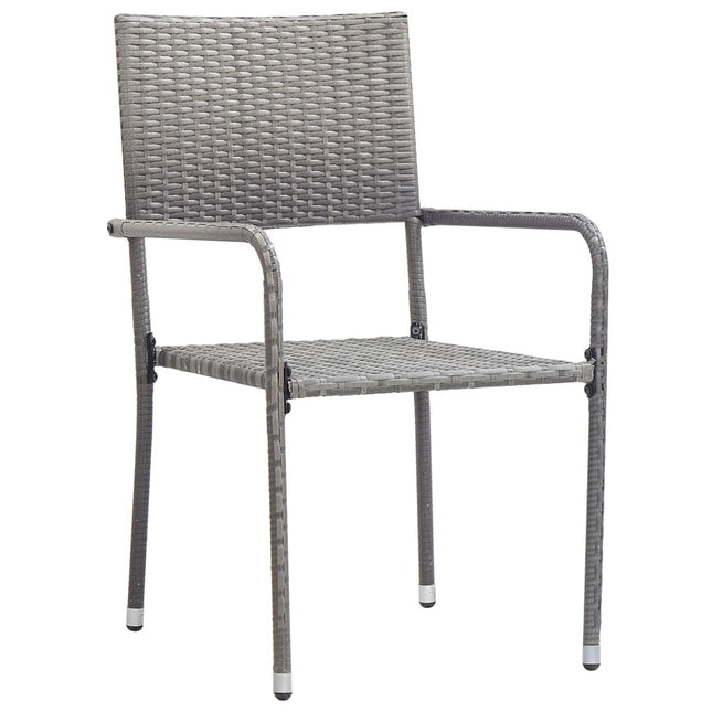 Lot de 2 chaises de jardin empilables en résine tressée grise