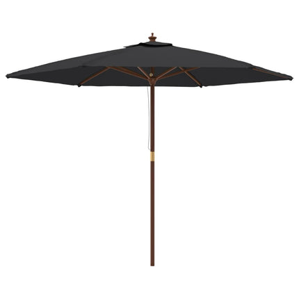 Parasol de jardin avec mât en bois noir 299 x 240 cm