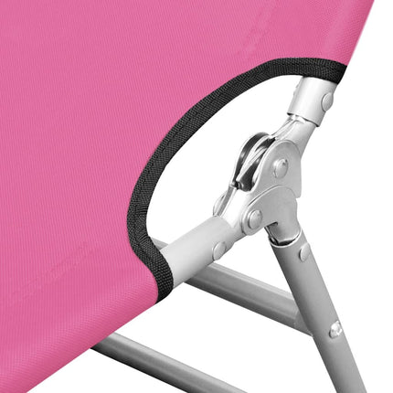 Transat pliant rose avec coussin de tête et dossier réglable