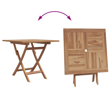Table carréeee 85 cm et chaises de jardin pliantes 2 places en teck massif