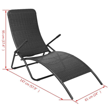Bain de soleil pliable résine tressée noire réglable