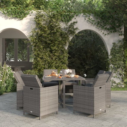 Table et fauteuils de jardin 8 places en résine tressée grise