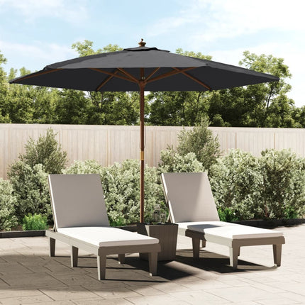 Parasol de jardin avec mât en bois noir 299 x 240 cm