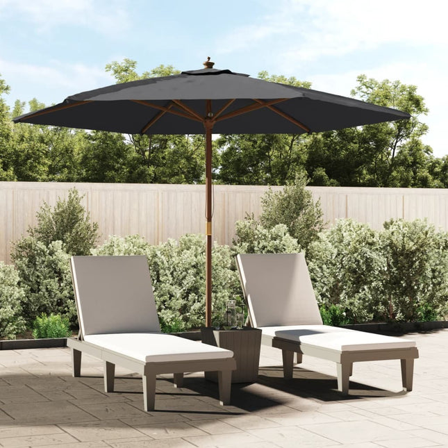 Parasol de jardin avec mât en bois noir 299 x 240 cm
