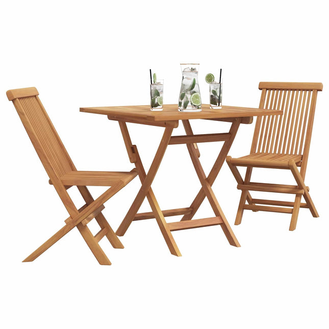 Table de jardin pliante 85 cm et 2 chaises pliantes en teck massif