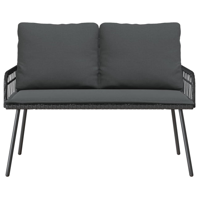 Banc de jardin 2 places avec coussins crème en résine tressée anthracite