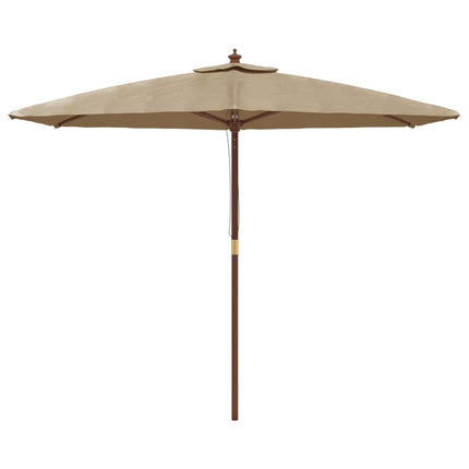 Parasol de jardin avec mât en bois taupe 299 x 240 cm