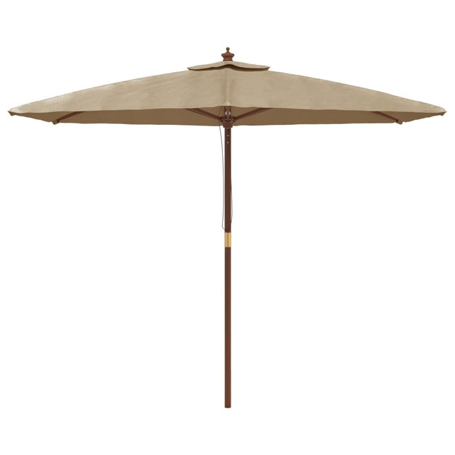 Parasol de jardin avec mât en bois taupe 299 x 240 cm