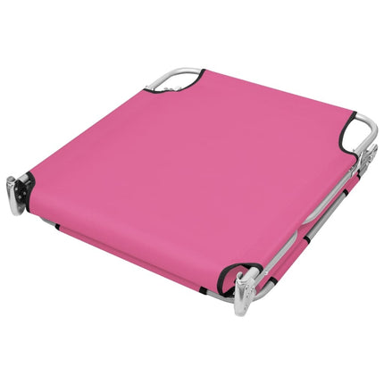 Transat pliant rose avec coussin de tête et dossier réglable