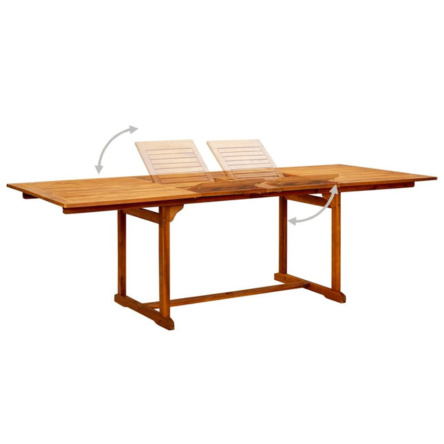 Table extensible 160 à 240 cm et 8 chaises avec accoudoirs multipositions en bois d'acacia massif