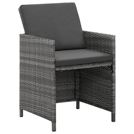 Table et fauteuils de jardin 8 places en résine tressée grise