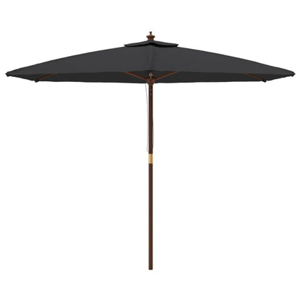 Parasol de jardin avec mât en bois noir 299 x 240 cm