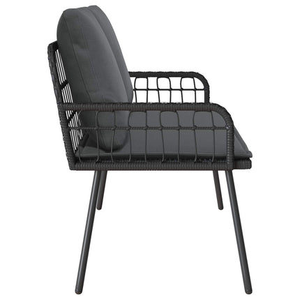 Banc de jardin 2 places avec coussins crème en résine tressée anthracite
