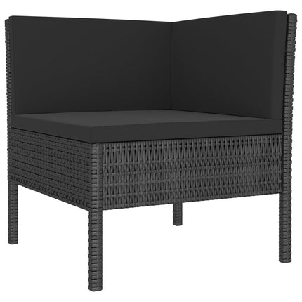 Salon de jardin avec coussins résine tressée noire et table d'appoint