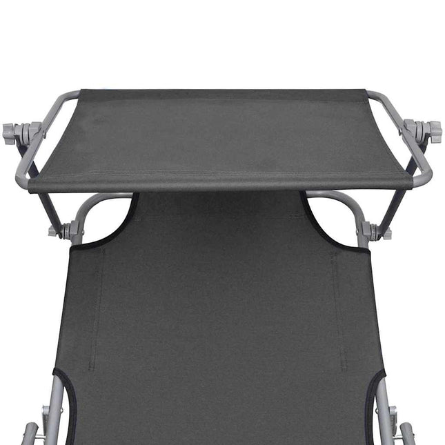 Transat pliable avec auvent acier gris