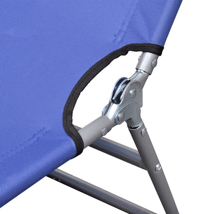 Transat pliant bleu avec coussin de tête et dossier réglable