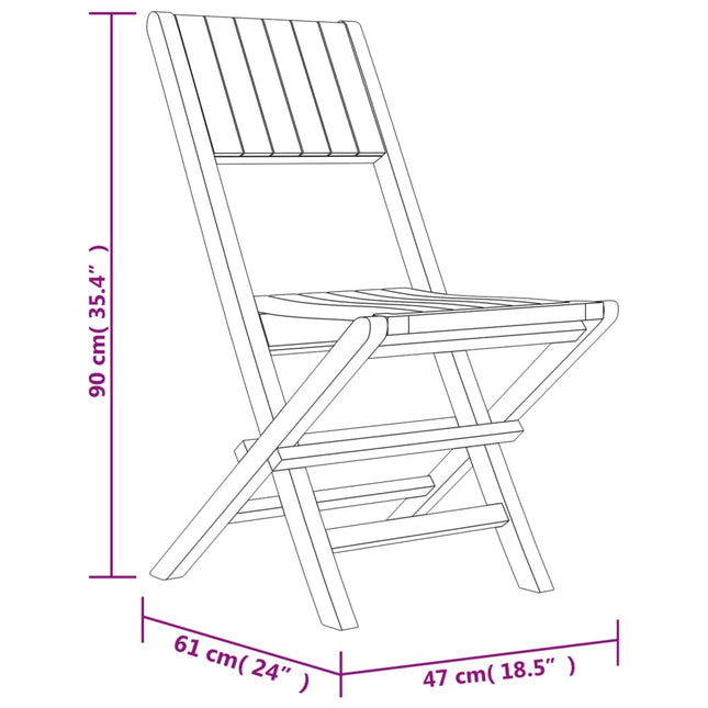 Table de jardin 85 cm et 4 chaises de jardin pliantes en teck massif