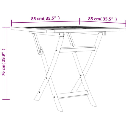 Table de jardin 85 cm et 4 chaises de jardin pliantes en teck massif