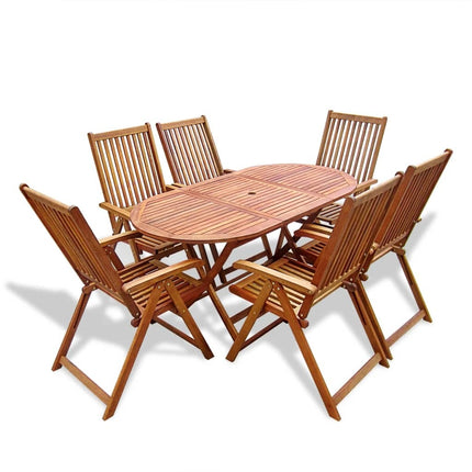 Table et chaises de jardin pliantes 6 places en bois d'acacia massif