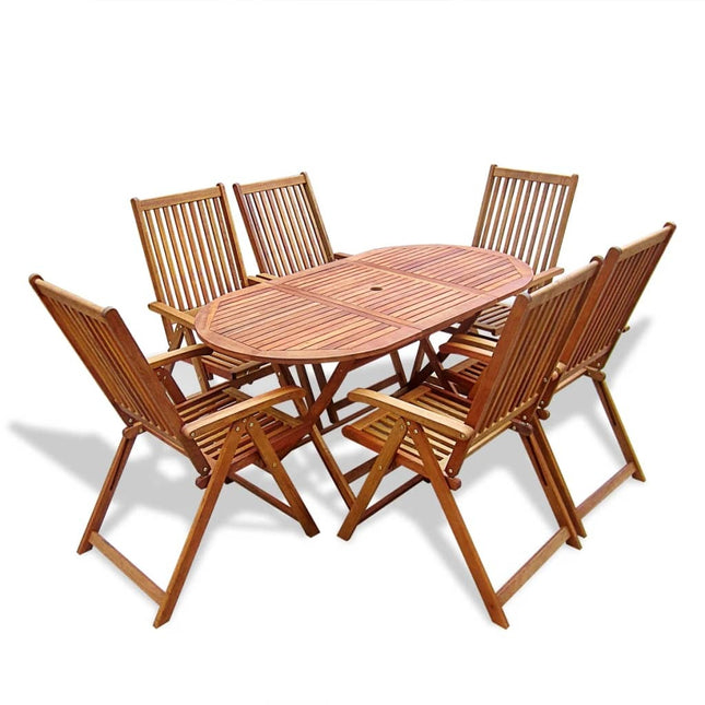 Table et chaises de jardin pliantes 6 places en bois d'acacia massif