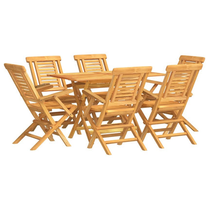 Table de jardin 120 cm avec 6 chaises pliantes en teck massif