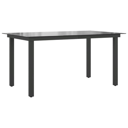 Table repas extérieure en aluminium noir et verre 150 x 90 cm
