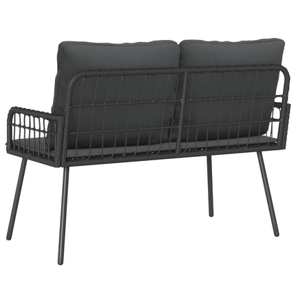 Banc de jardin 2 places avec coussins crème en résine tressée anthracite