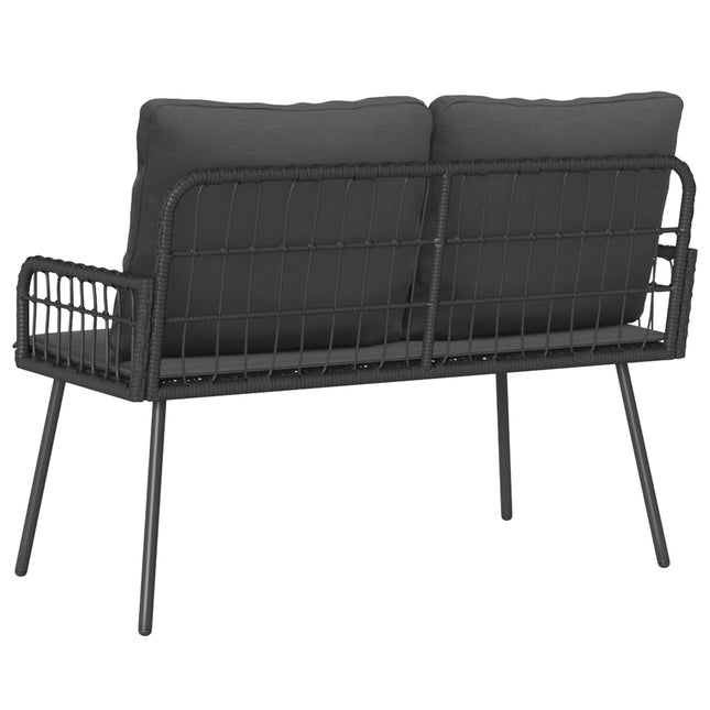 Banc de jardin 2 places avec coussins crème en résine tressée anthracite