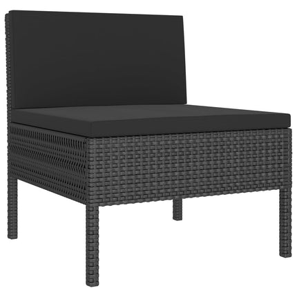 Salon de jardin avec coussins résine tressée noire et table d'appoint